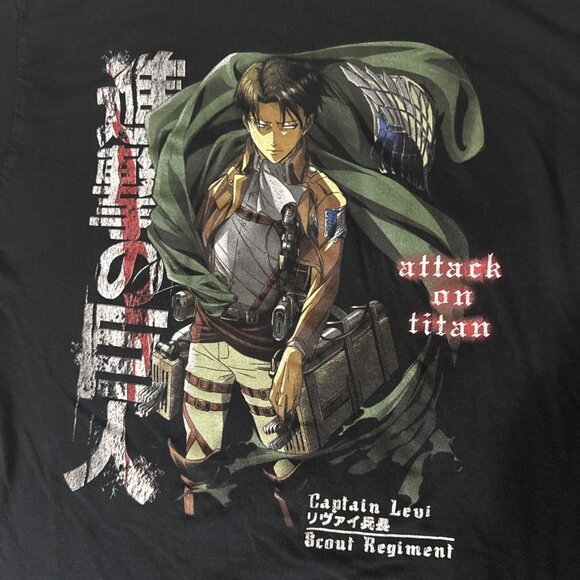 Attack on Titan Captain Levi T-Shirt Medium Black Season 3 Ripple Junction - Picture 2 of 4